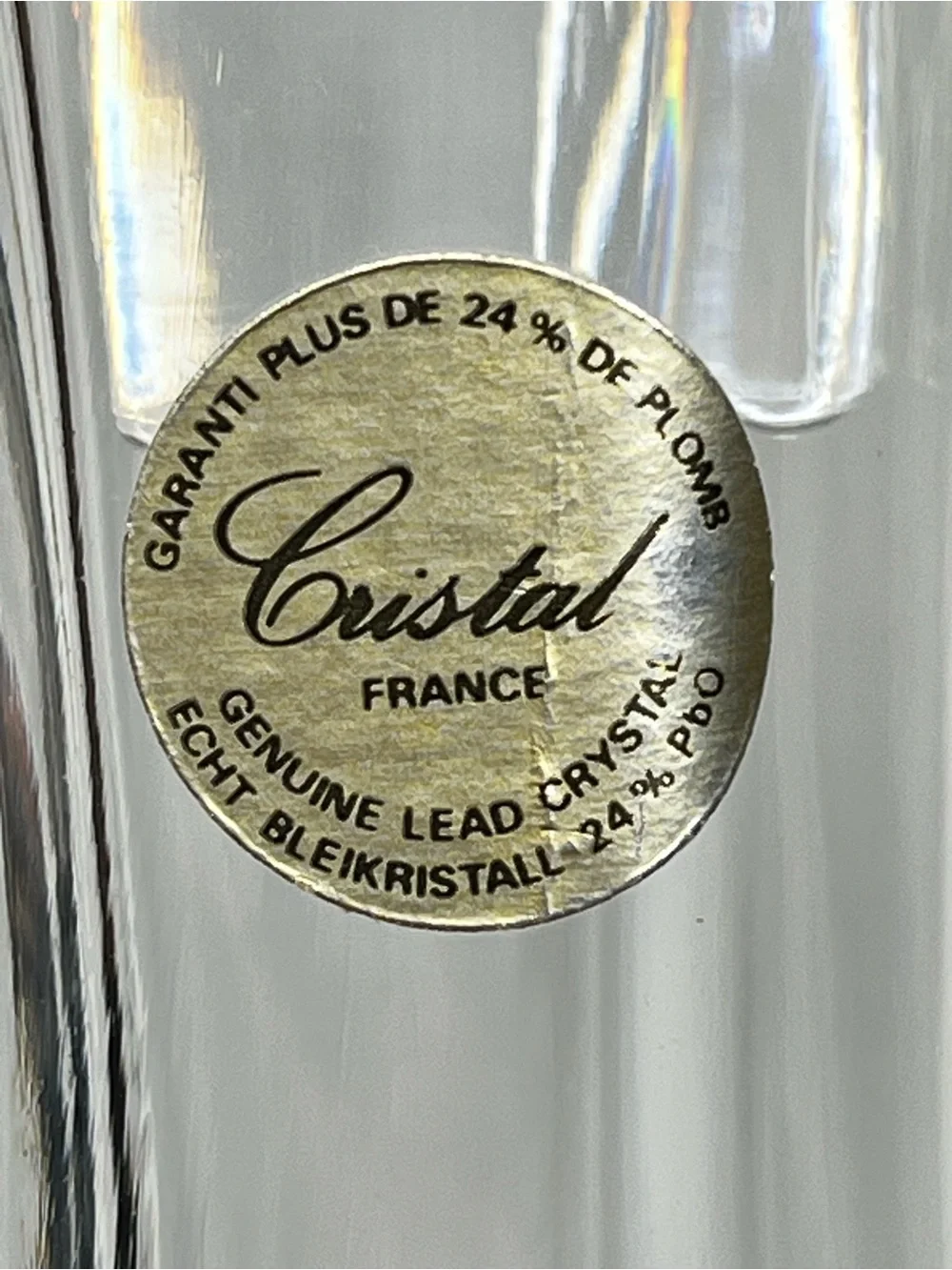 Cristal France 24% Lead Crystal Decanter With Stopper Original Label French